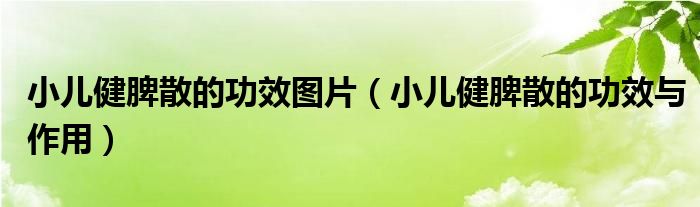 小儿健脾散的功效图片（小儿健脾散的功效与作用）