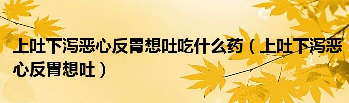 上吐下泻恶心反胃想吐吃什么药（上吐下泻恶心反胃想吐）