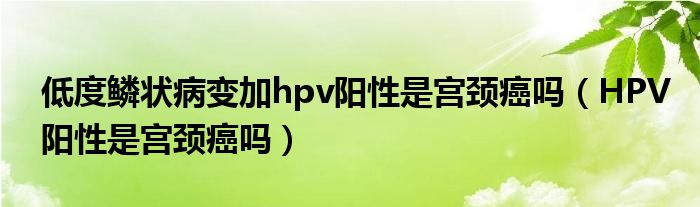 低度鳞状病变加hpv阳性是宫颈癌吗（HPV阳性是宫颈癌吗）