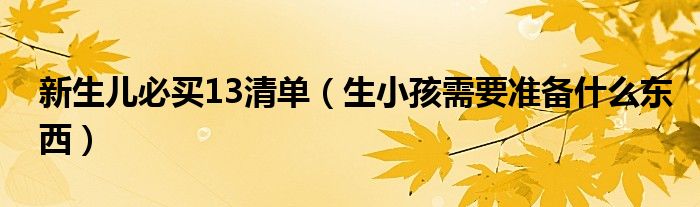 新生儿必买13清单（生小孩需要准备什么东西）