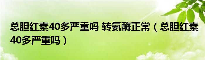 总胆红素40多严重吗 转氨酶正常（总胆红素40多严重吗）