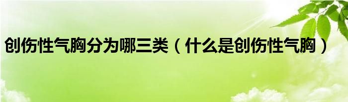 创伤性气胸分为哪三类（什么是创伤性气胸）