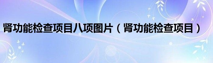 肾功能检查项目八项图片（肾功能检查项目）