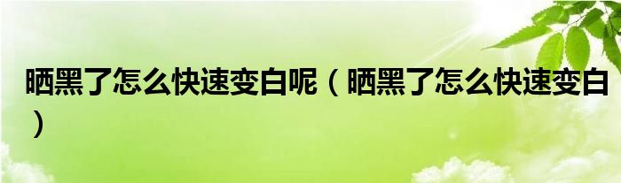 晒黑了怎么快速变白呢（晒黑了怎么快速变白）