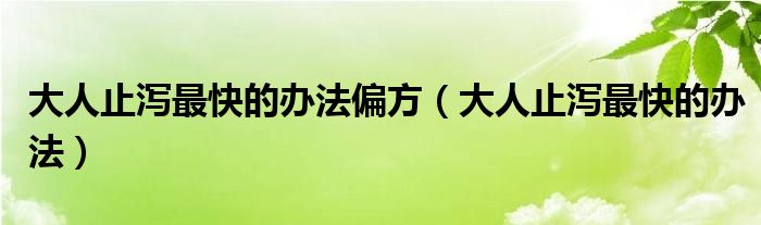 大人止泻最快的办法偏方（大人止泻最快的办法）