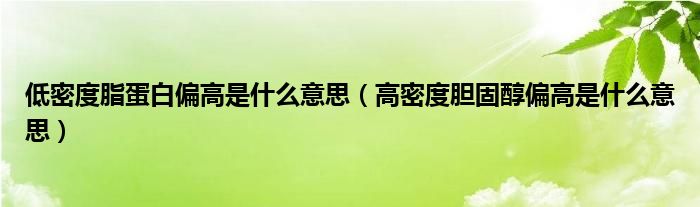 低密度脂蛋白偏高是什么意思（高密度胆固醇偏高是什么意思）