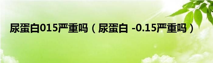 尿蛋白015严重吗（尿蛋白 -0.15严重吗）