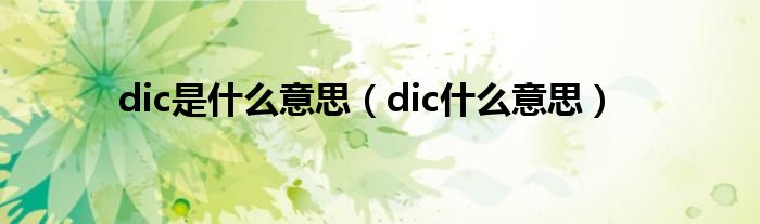 dic是什么意思（dic什么意思）