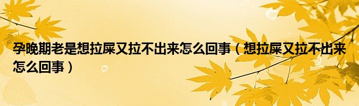 孕晚期老是想拉屎又拉不出来怎么回事（想拉屎又拉不出来怎么回事）