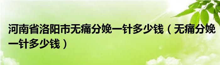 河南省洛阳市无痛分娩一针多少钱（无痛分娩一针多少钱）