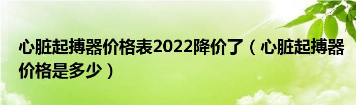 心脏起搏器价格表2022降价了（心脏起搏器价格是多少）