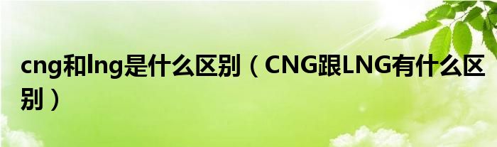 cng和lng是什么区别（CNG跟LNG有什么区别）