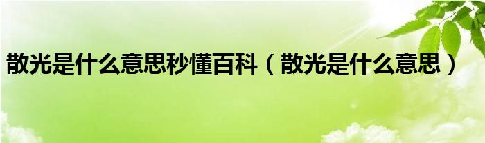 散光是什么意思秒懂百科（散光是什么意思）