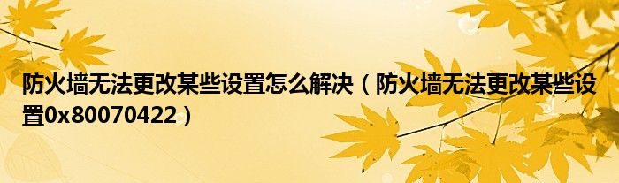 防火墙无法更改某些设置怎么解决（防火墙无法更改某些设置0x80070422）