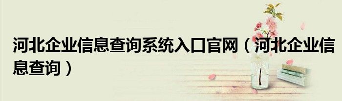 河北企业信息查询系统入口官网（河北企业信息查询）