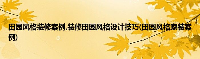 田园风格装修案例,装修田园风格设计技巧(田园风格家装案例)