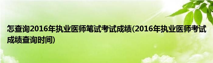 怎查询2016年执业医师笔试考试成绩(2016年执业医师考试成绩查询时间)