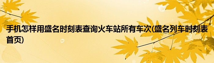 手机怎样用盛名时刻表查询火车站所有车次(盛名列车时刻表首页)