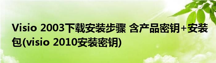 Visio 2003下载安装步骤 含产品密钥+安装包(visio 2010安装密钥)