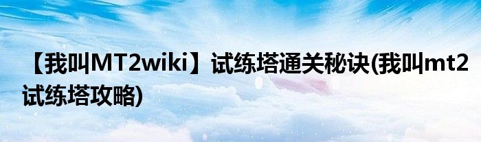 【我叫MT2wiki】试练塔通关秘诀(我叫mt2试练塔攻略)