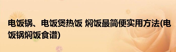 电饭锅、电饭煲热饭 焖饭最简便实用方法(电饭锅焖饭食谱)