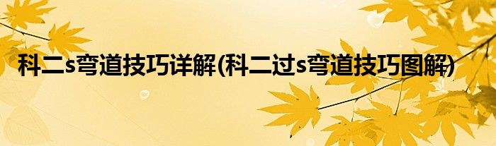 科二s弯道技巧详解(科二过s弯道技巧图解)