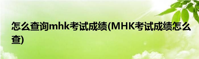 怎么查询mhk考试成绩(MHK考试成绩怎么查)