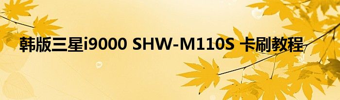 韩版三星i9000 SHW-M110S 卡刷教程