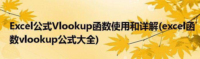 Excel公式Vlookup函数使用和详解(excel函数vlookup公式大全)