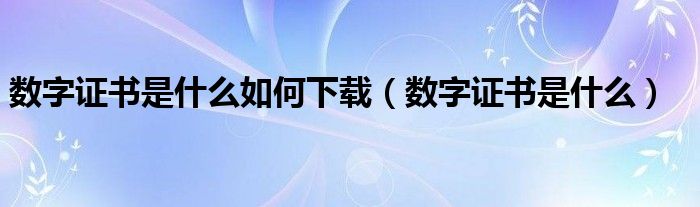 数字证书是什么如何下载（数字证书是什么）