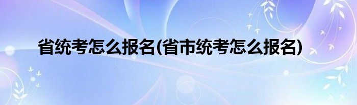 省统考怎么报名(省市统考怎么报名)