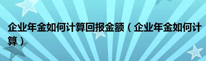 企业年金如何计算回报金额（企业年金如何计算）