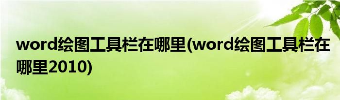 word绘图工具栏在哪里(word绘图工具栏在哪里2010)