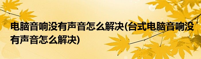 电脑音响没有声音怎么解决(台式电脑音响没有声音怎么解决)