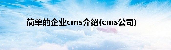 简单的企业cms介绍(cms公司)