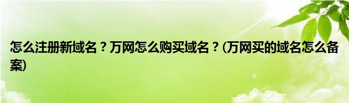 怎么注册新域名？万网怎么购买域名？(万网买的域名怎么备案)