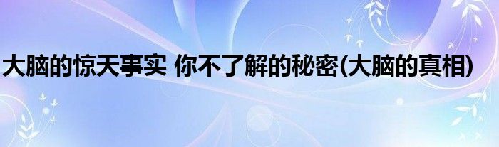 大脑的惊天事实 你不了解的秘密(大脑的真相)