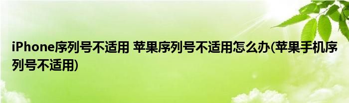 iPhone序列号不适用 苹果序列号不适用怎么办(苹果手机序列号不适用)