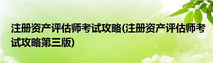 注册资产评估师考试攻略(注册资产评估师考试攻略第三版)