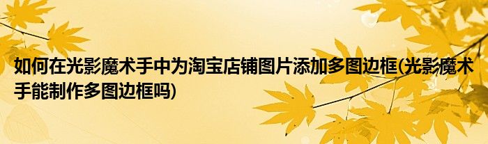 如何在光影魔术手中为淘宝店铺图片添加多图边框(光影魔术手能制作多图边框吗)