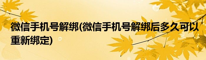 微信手机号解绑(微信手机号解绑后多久可以重新绑定)