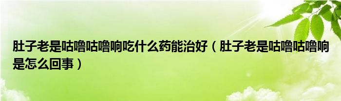 肚子老是咕噜咕噜响吃什么药能治好（肚子老是咕噜咕噜响是怎么回事）