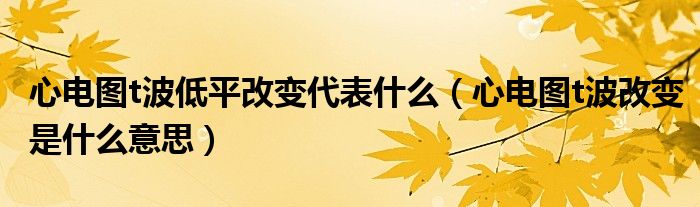 心电图t波低平改变代表什么（心电图t波改变是什么意思）