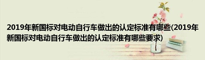 2019年新国标对电动自行车做出的认定标准有哪些(2019年新国标对电动自行车做出的认定标准有哪些要求)
