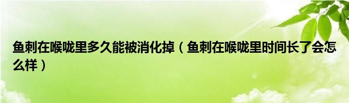 鱼刺在喉咙里多久能被消化掉（鱼刺在喉咙里时间长了会怎么样）