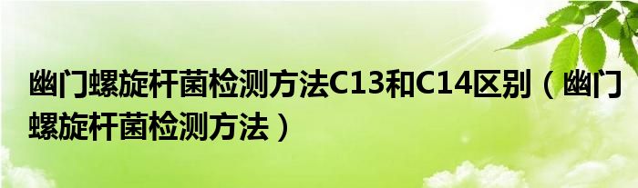 幽门螺旋杆菌检测方法C13和C14区别（幽门螺旋杆菌检测方法）