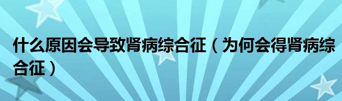 什么原因会导致肾病综合征（为何会得肾病综合征）