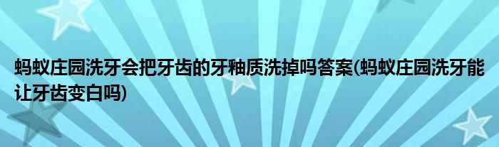 蚂蚁庄园洗牙会把牙齿的牙釉质洗掉吗答案(蚂蚁庄园洗牙能让牙齿变白吗)