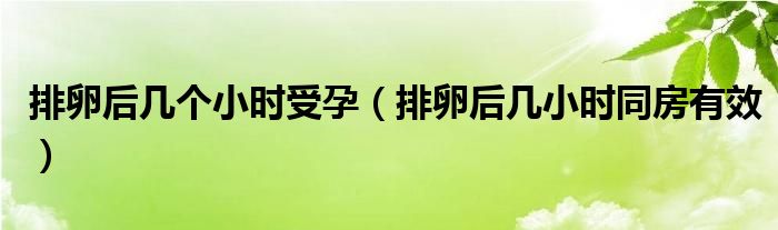 排卵后几个小时受孕（排卵后几小时同房有效）