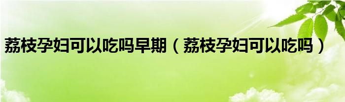 荔枝孕妇可以吃吗早期（荔枝孕妇可以吃吗）